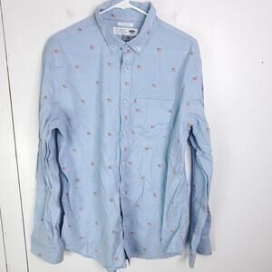 Old Navy Shirt Mens Large Oxford Button Down American Flag Slim Fit Patriot